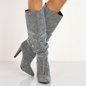 Steve Madden Black and White Heeled Boots